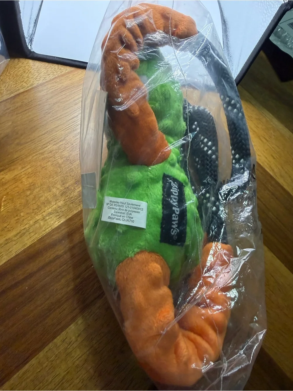 Zippy Paws RopeTugz Green Squeaker Dog Toy (Tree Frog) NWT